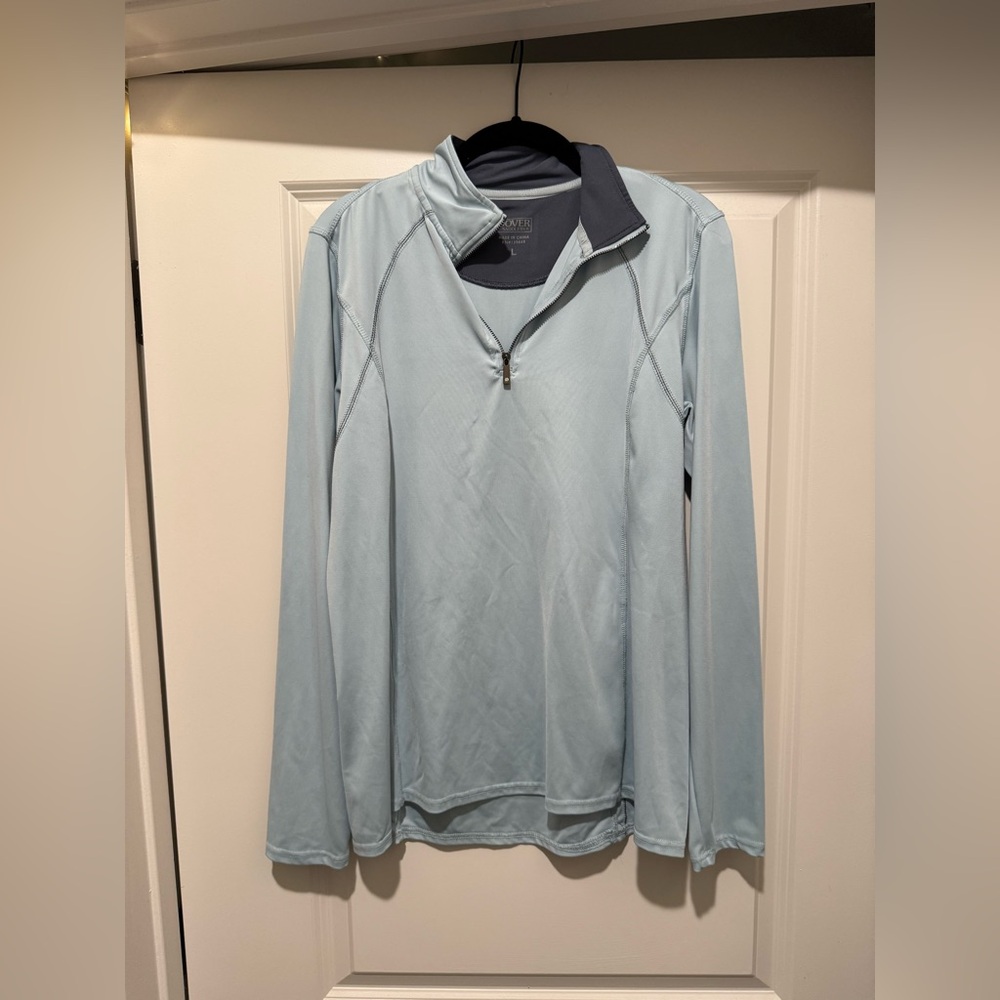 Dover Saddlery Light Blue Quarter-Zip Horseback Riding Pullover